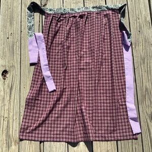 Purple Checkered Long Apron Costume Apron for Octoberfest Dirndl Peasant